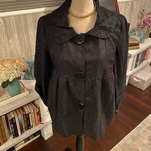 *Vertigo Paris* 🌺COQUETTE-Style🌺 Black Chic Shimmer Peplum Jacket Sz M